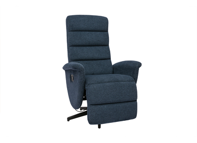 Fauteuil pivotant relax manuel en tissu chenille bleu foncé NELSON