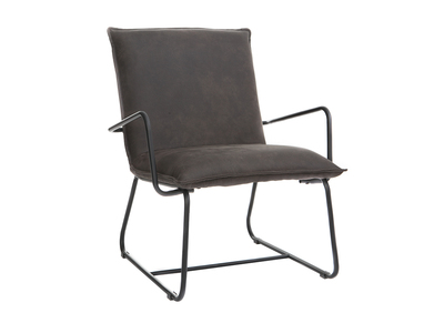 Fauteuil PU gris anthracite et structure m&eacute;tal noir MERCY