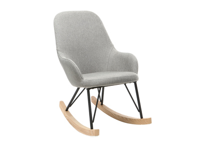 Fauteuil relax - Baby rocking chair tissu gris pieds m&eacute;tal et fr&ecirc;ne JHENE
