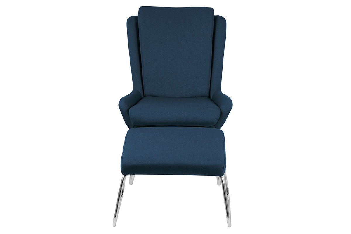 Fauteuil relax design avec repose pieds bleu HARPER