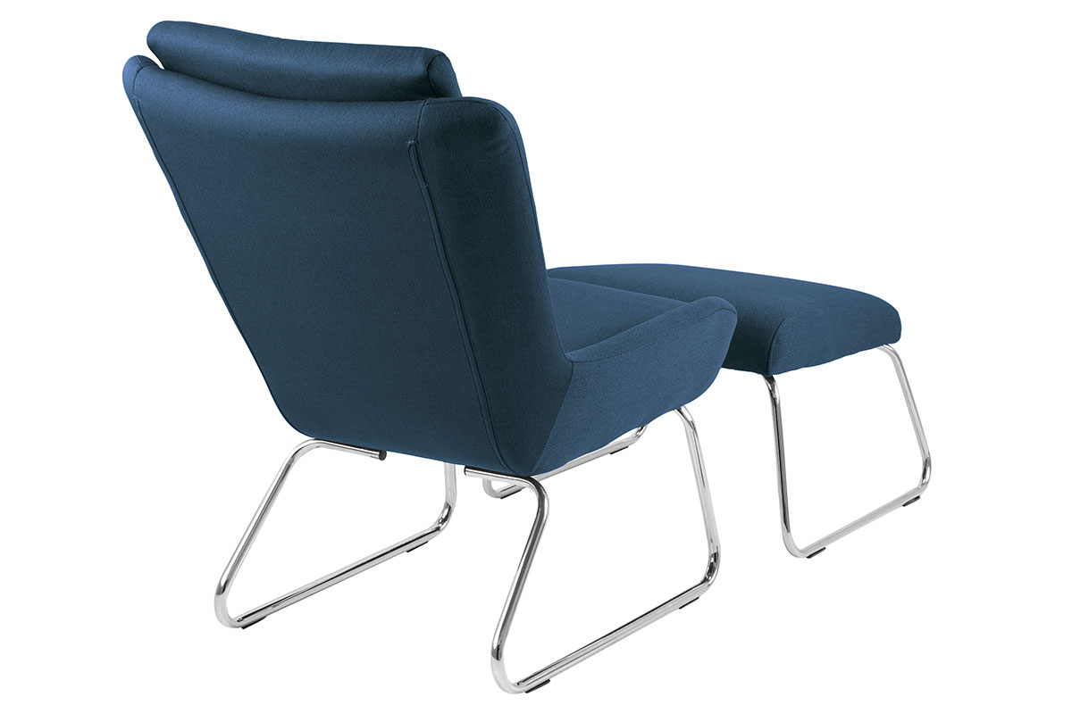 Fauteuil relax design avec repose pieds bleu HARPER