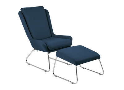 Fauteuil relax design avec repose pieds bleu HARPER