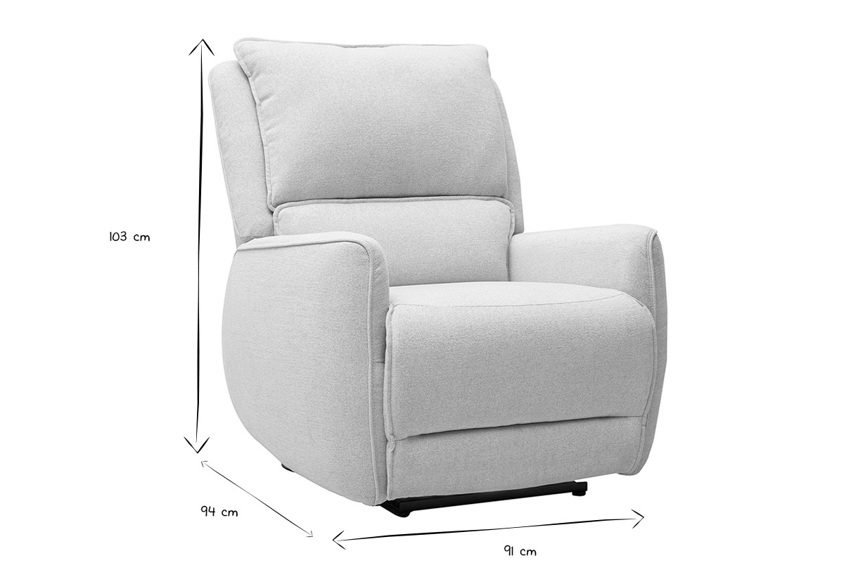 Fauteuil relax �lectrique en tissu effet velours textur� beige RACHEL