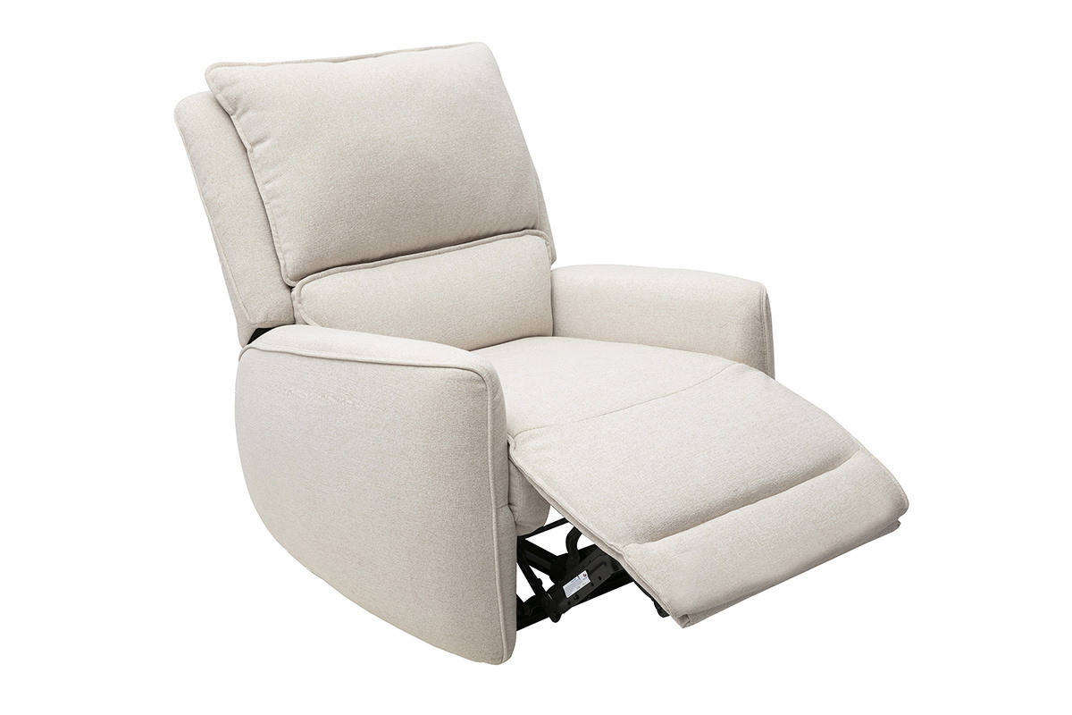 Fauteuil relax �lectrique en tissu effet velours textur� beige RACHEL