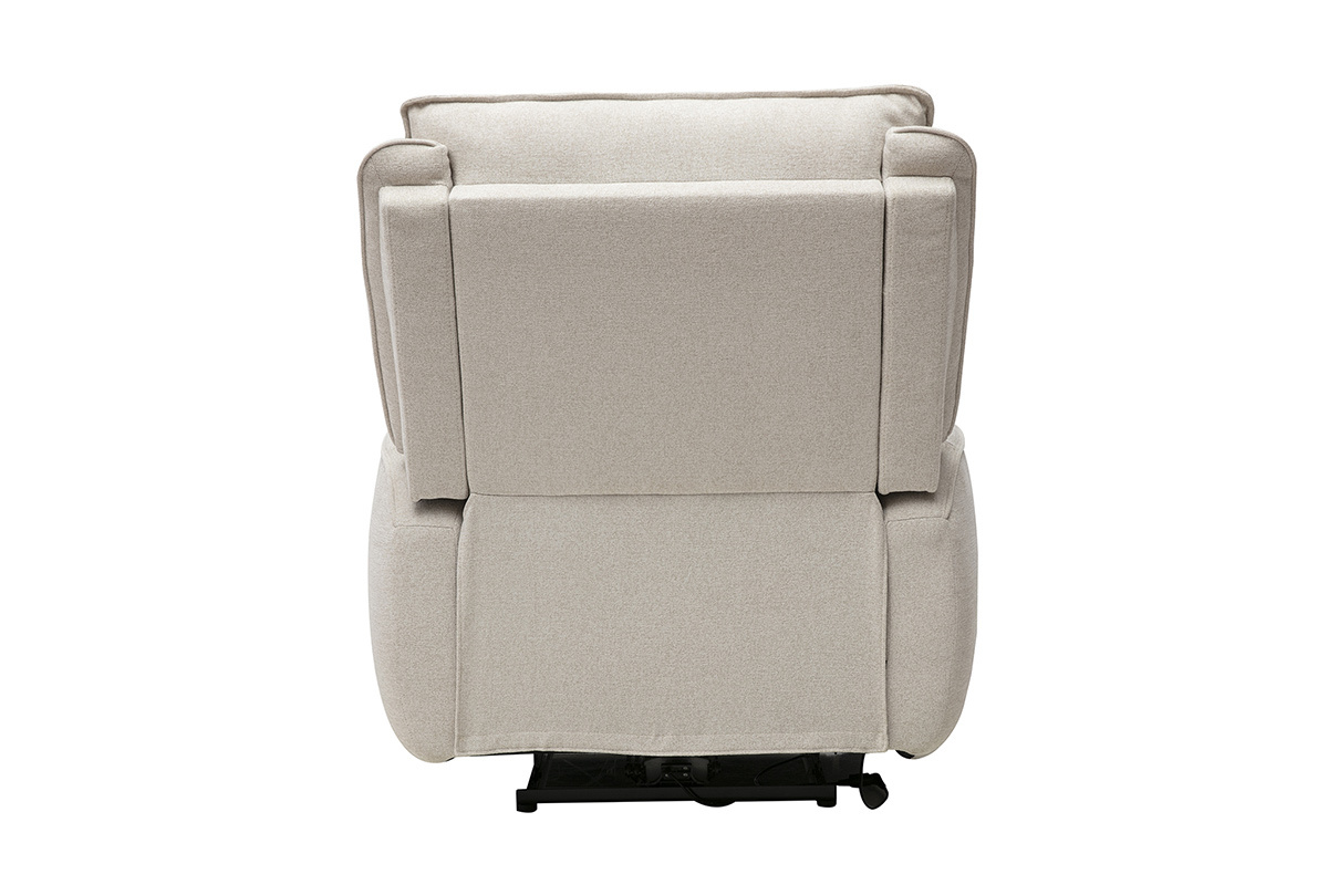 Fauteuil relax �lectrique en tissu effet velours textur� beige RACHEL