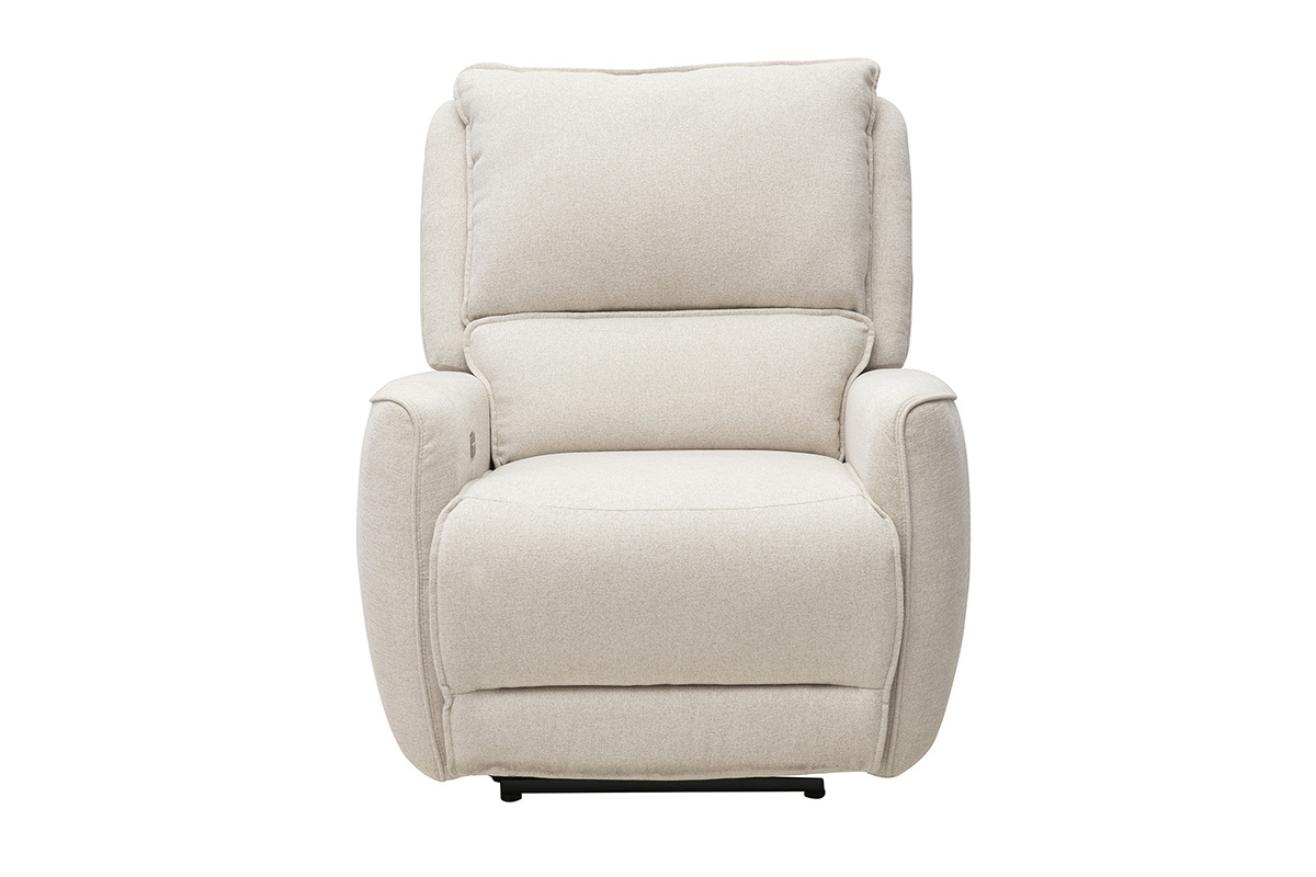 Fauteuil relax �lectrique en tissu effet velours textur� beige RACHEL