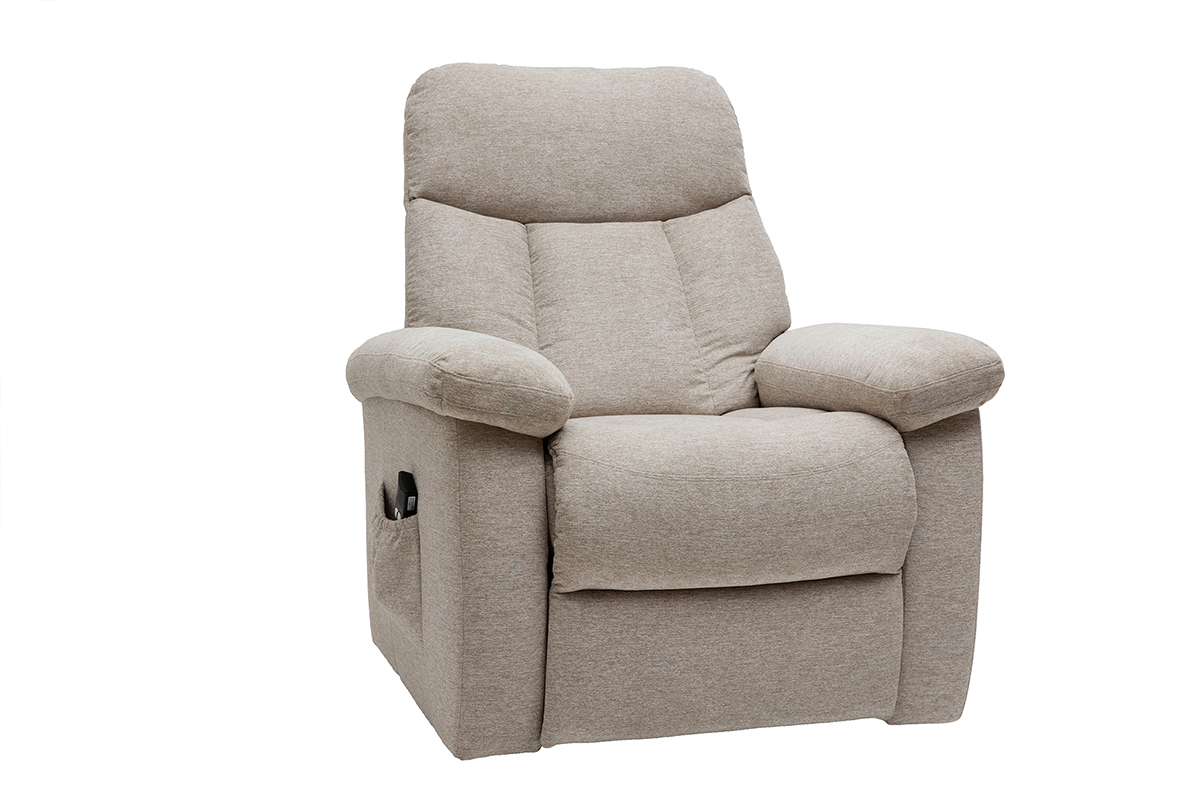 Fauteuil relax lectrique inclinable et relevable en tissu crme MOVIE