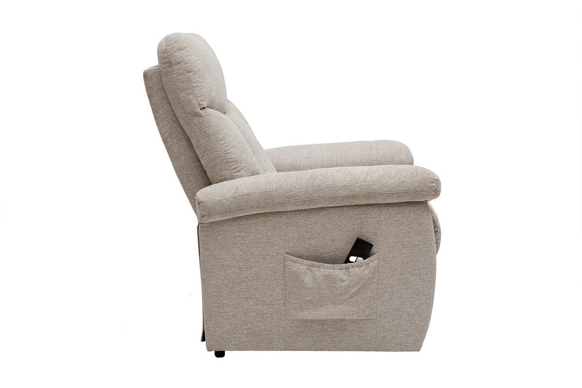 Fauteuil relax lectrique inclinable et relevable en tissu crme MOVIE