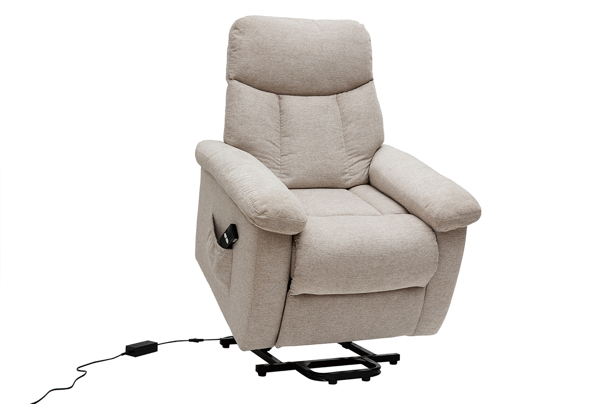 Fauteuil relax lectrique inclinable et relevable en tissu crme MOVIE