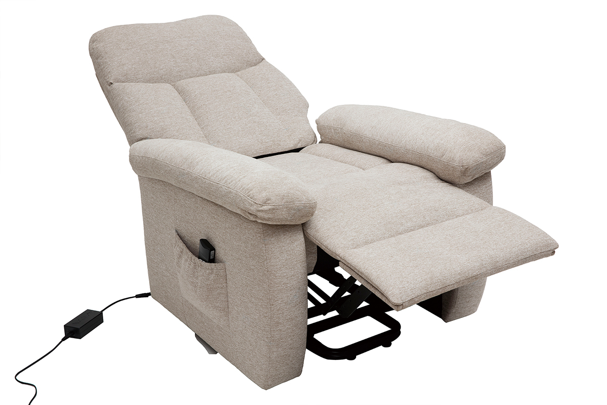 Fauteuil relax lectrique inclinable et relevable en tissu crme MOVIE