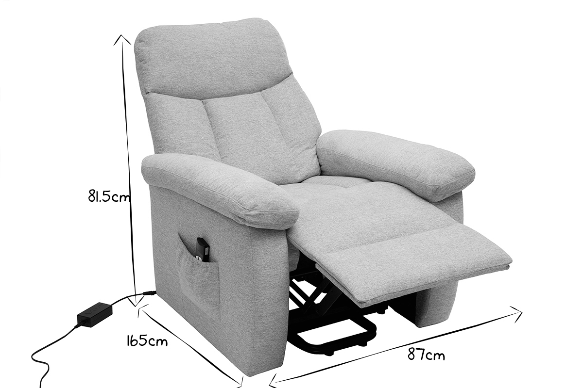 Fauteuil relax lectrique inclinable et relevable en tissu crme MOVIE