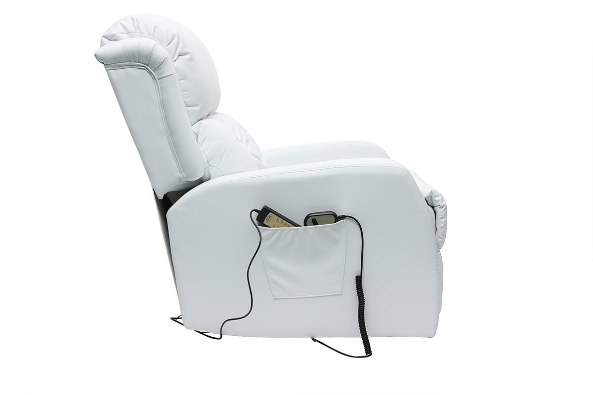 Fauteuil relax �lectrique massant blanc GALLER