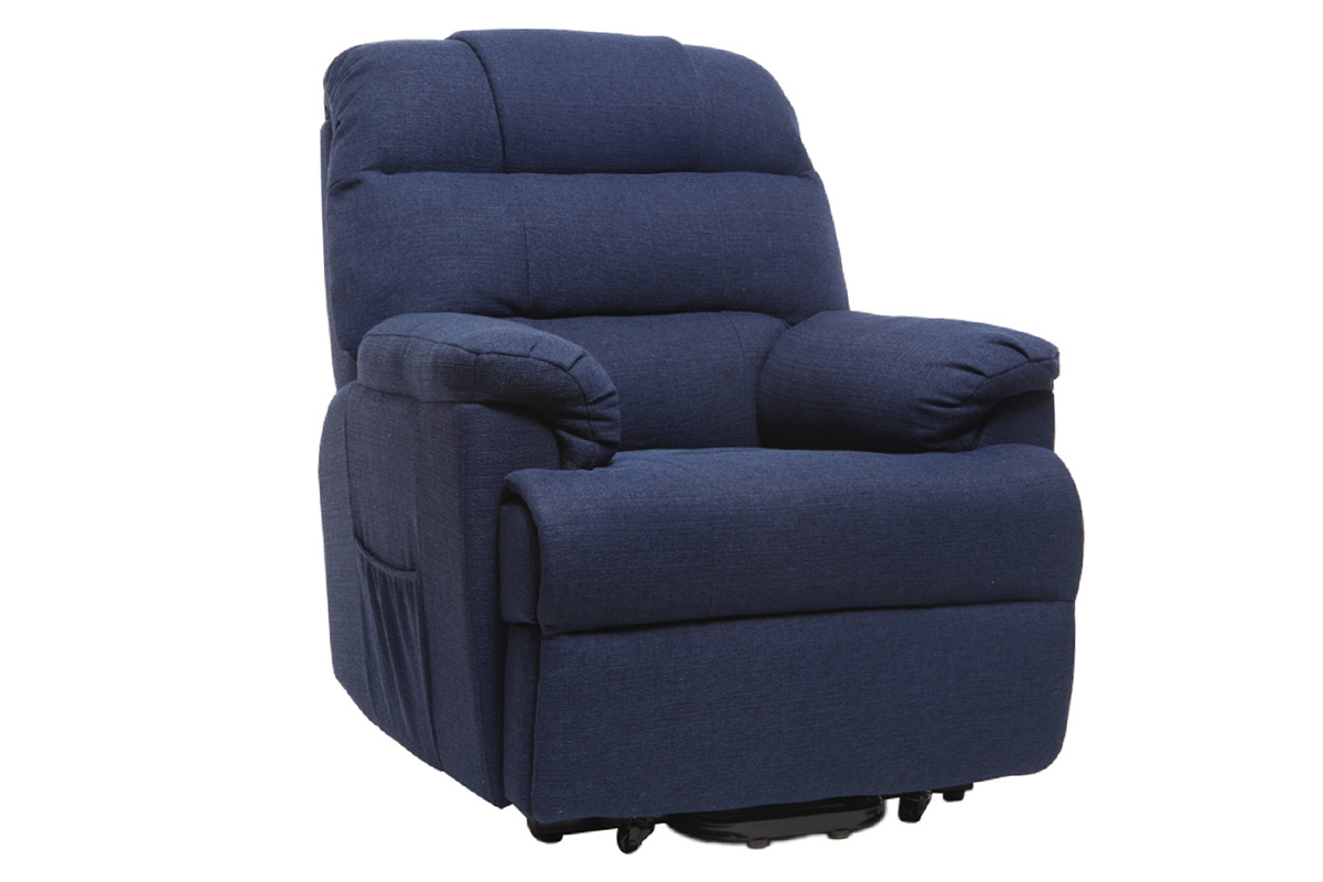 Fauteuil relax �lectrique releveur tissu bleu fonc� PHOEBE