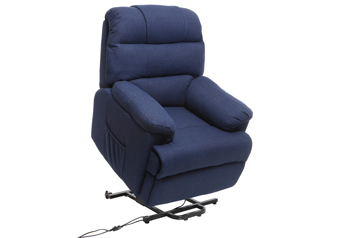 Fauteuil relax �lectrique releveur tissu bleu fonc� PHOEBE