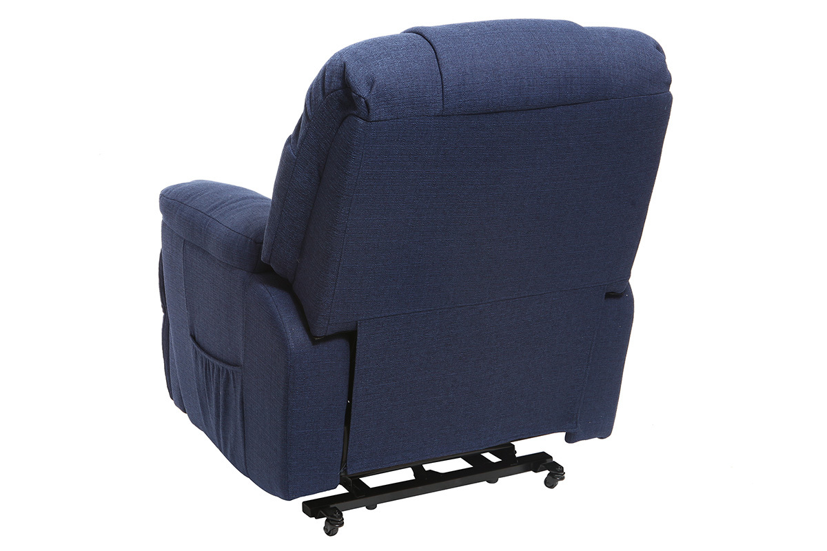 Fauteuil relax �lectrique releveur tissu bleu fonc� PHOEBE