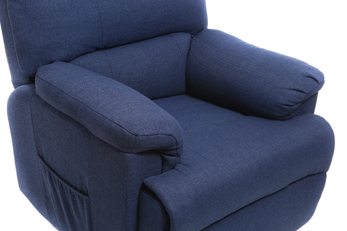 Fauteuil relax �lectrique releveur tissu bleu fonc� PHOEBE