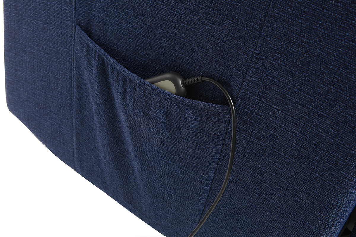 Fauteuil relax �lectrique releveur tissu bleu fonc� PHOEBE