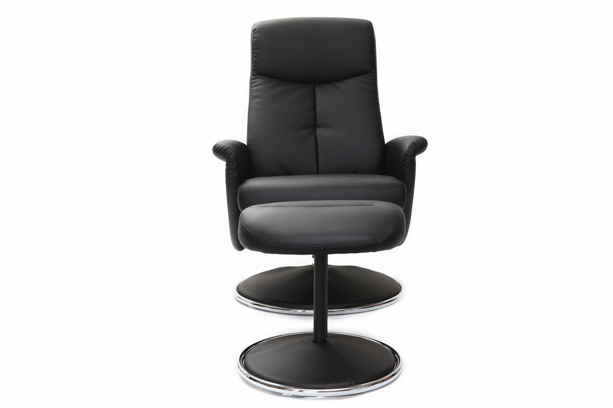 Fauteuil relax manuel et repose-pieds noir ARNY