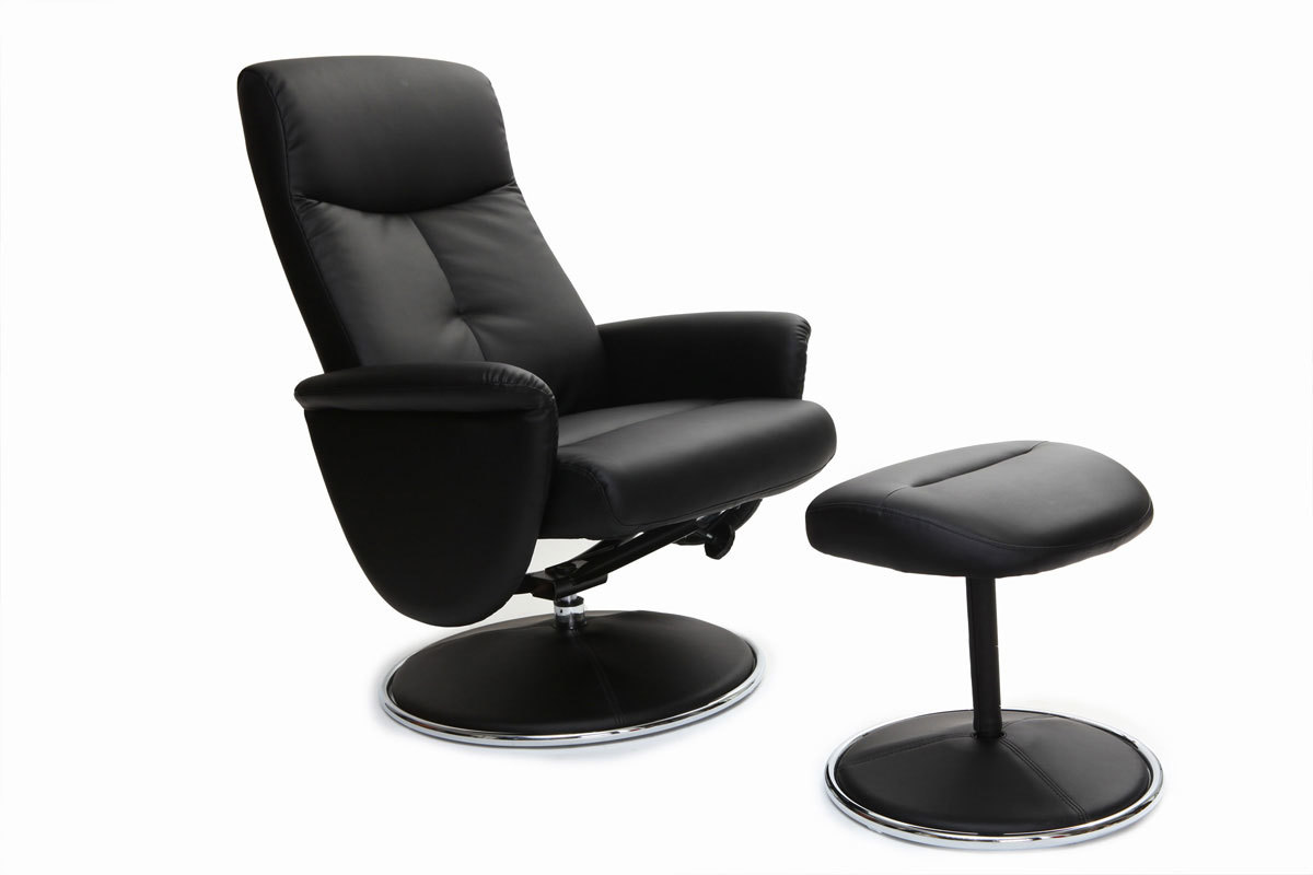 Fauteuil relax manuel et repose-pieds noir ARNY