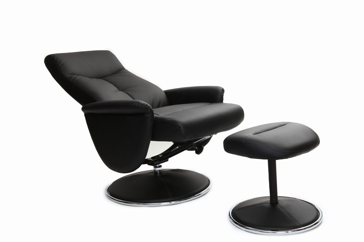 Fauteuil relax manuel et repose-pieds noir ARNY