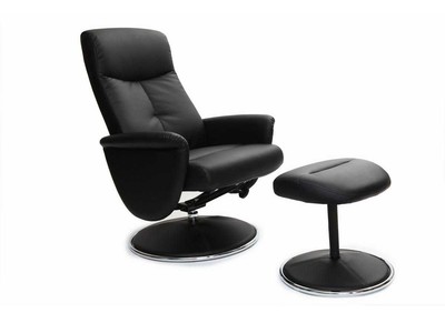 Fauteuil relax manuel et repose-pieds noir ARNY