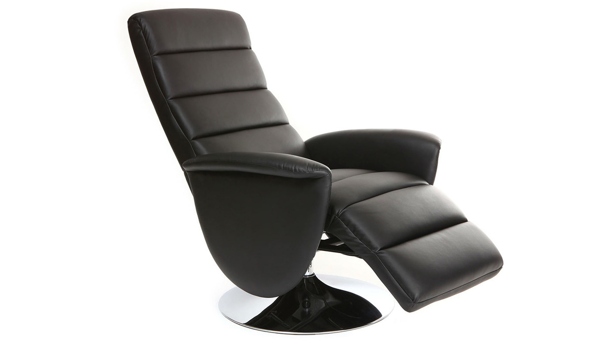 Fauteuil relax manuel noir NELSON