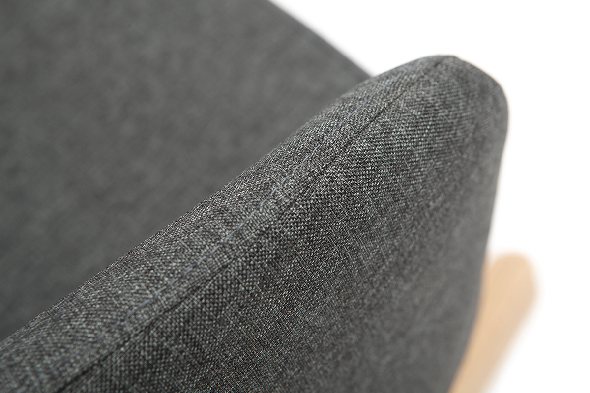 Fauteuil relax - Rocking chair 2 places tissu gris anthracite pieds m�tal et fr�ne JHENE