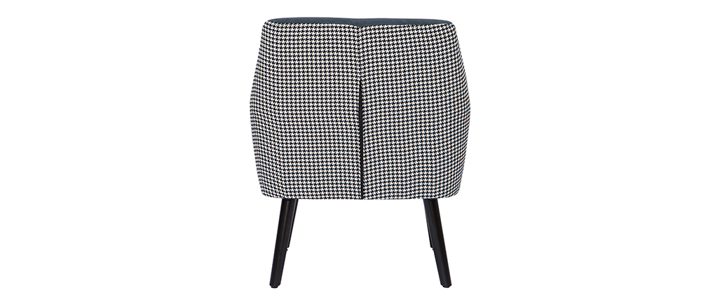 Fauteuil r�tro en velours bleu gris et tissu pied-de-poule DORIS