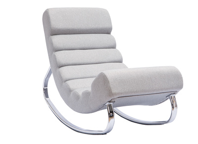Fauteuil rocking chair design en tissu gris clair TAYLOR - Fauteuil rocking chair design en tissu gris clair TAYLOR