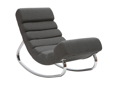 Fauteuil rocking chair design en tissu gris fonc&eacute; TAYLOR