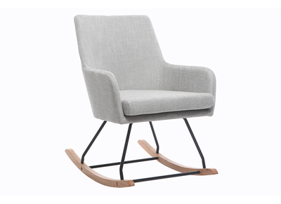 Fauteuil rocking chair design tissu gris clair SHANA