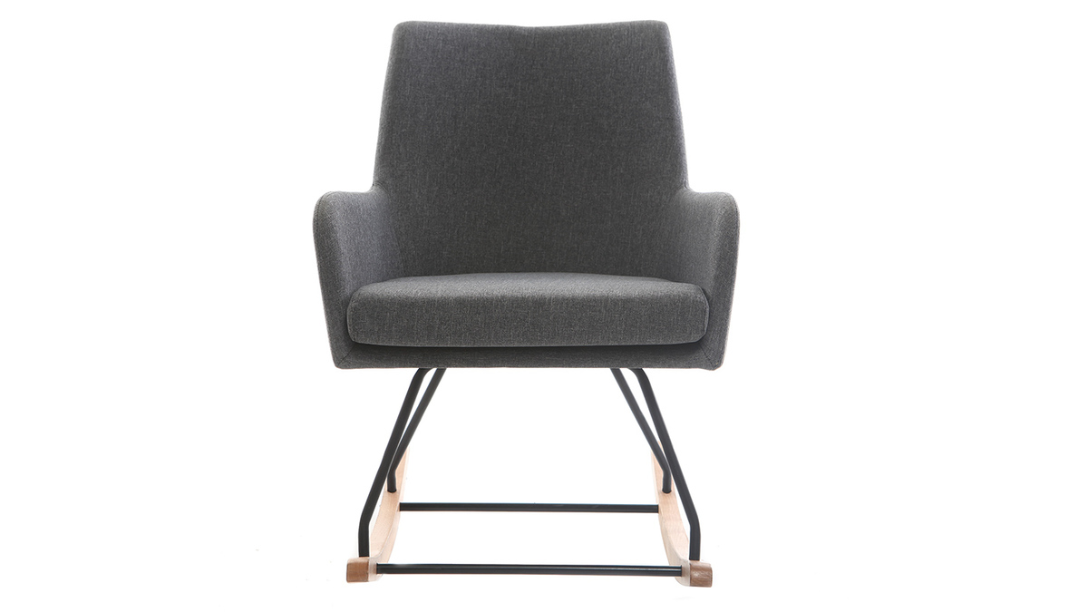 Fauteuil rocking chair design tissu gris fonc SHANA