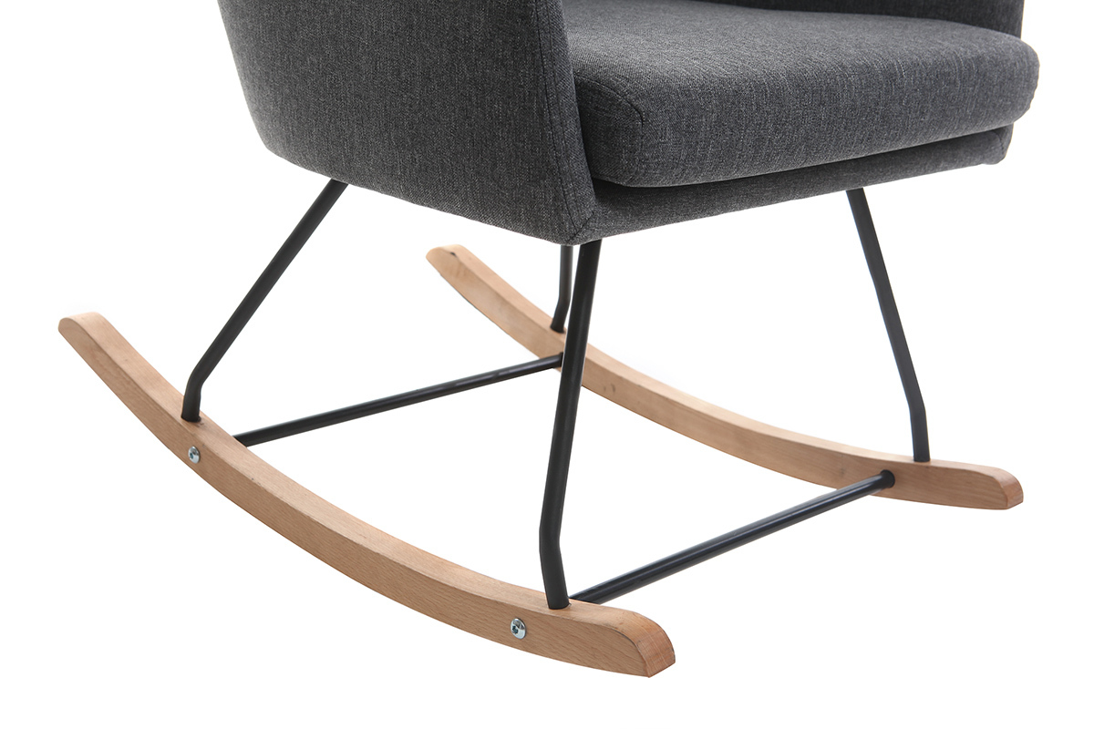 Fauteuil rocking chair design tissu gris fonc SHANA