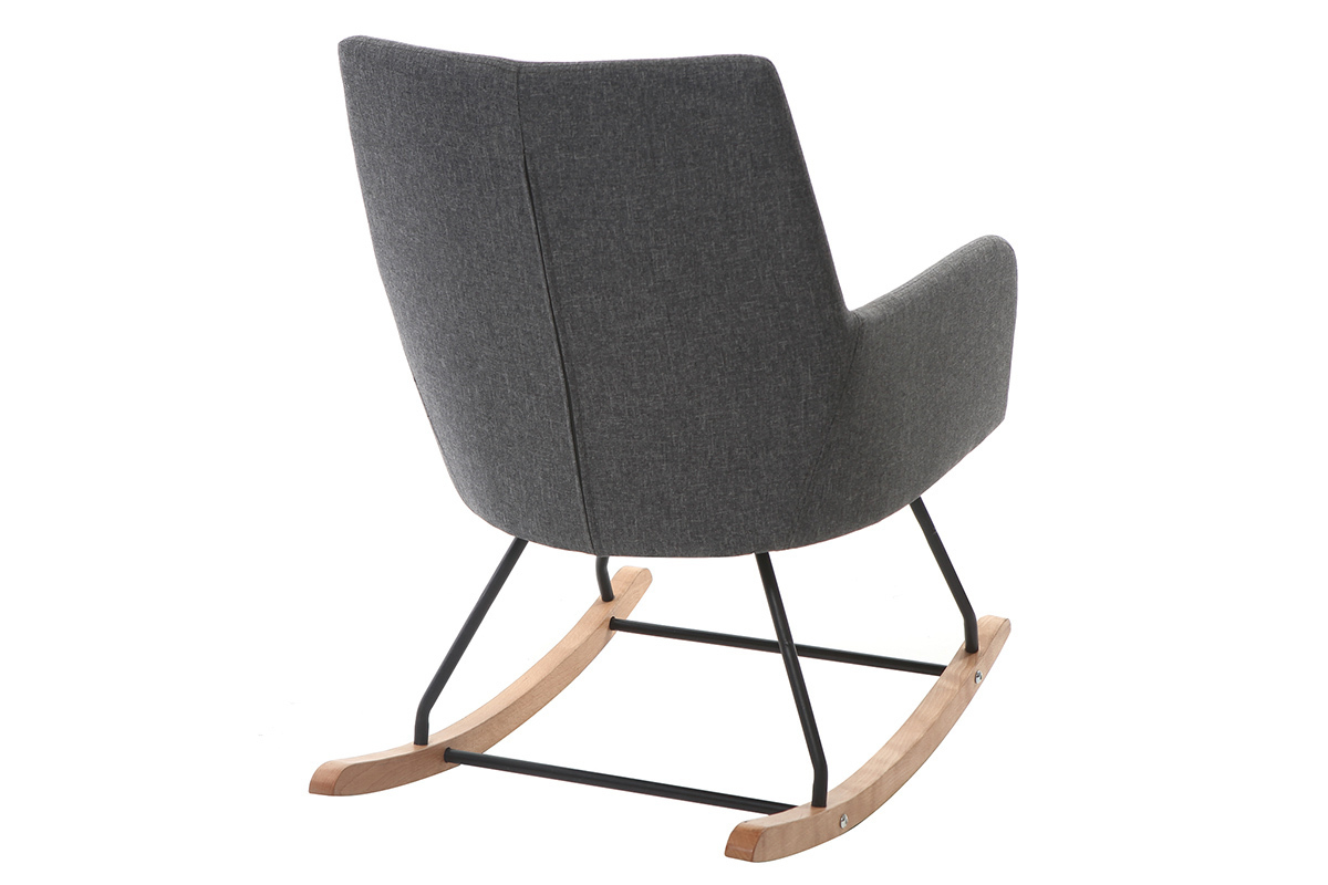 Fauteuil rocking chair design tissu gris fonc SHANA