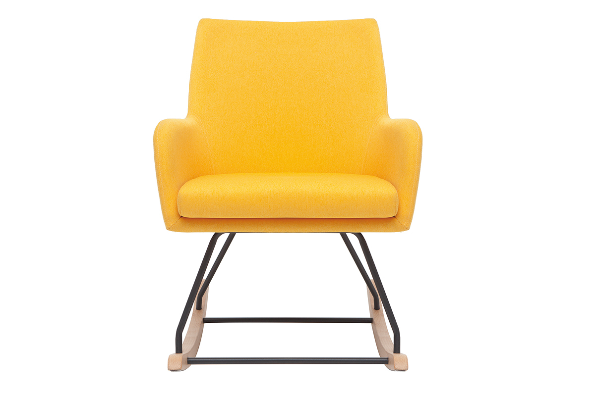 Fauteuil rocking chair design tissu jaune SHANA