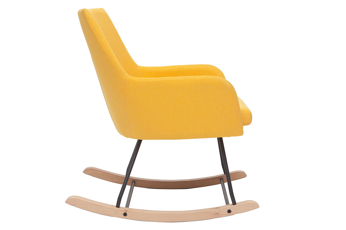 Fauteuil rocking chair design tissu jaune SHANA
