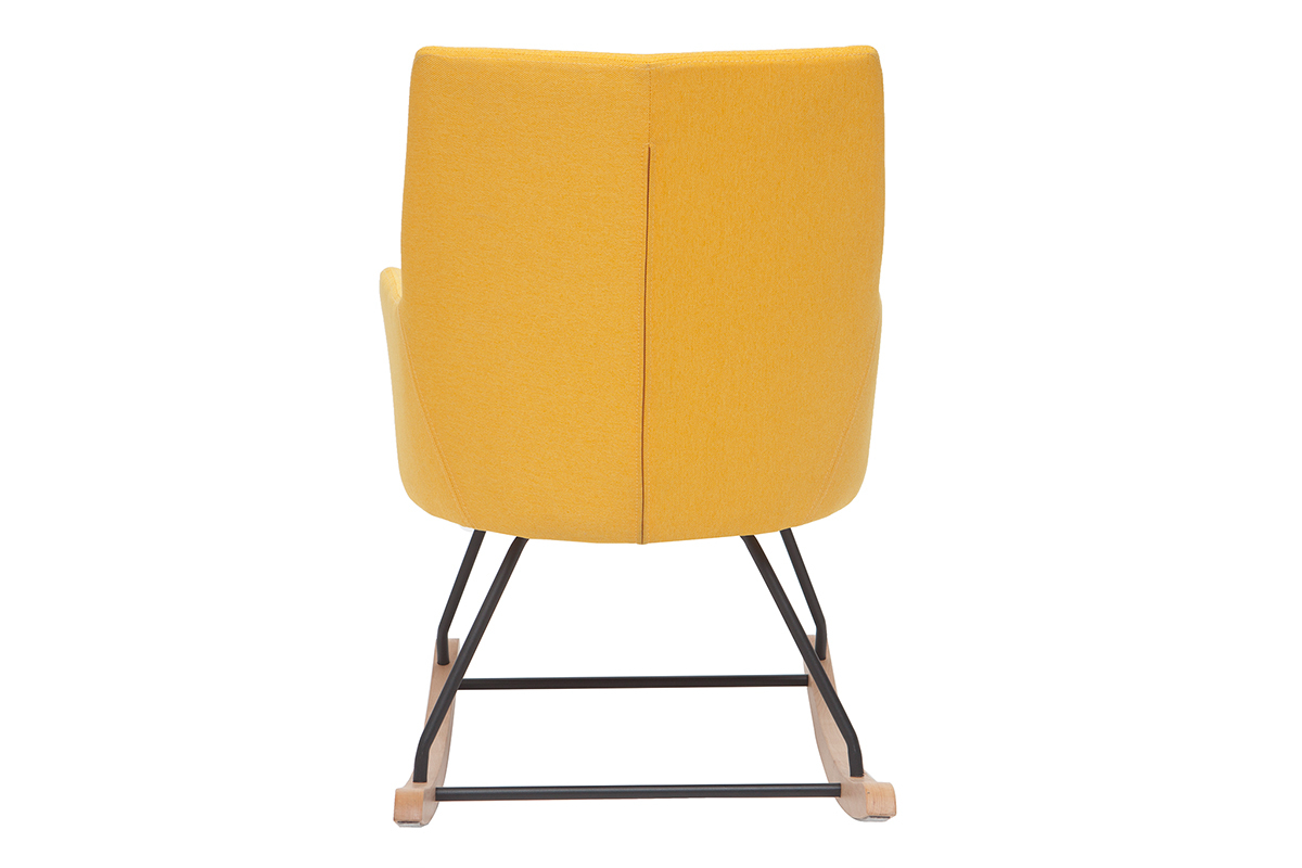 Fauteuil rocking chair design tissu jaune SHANA