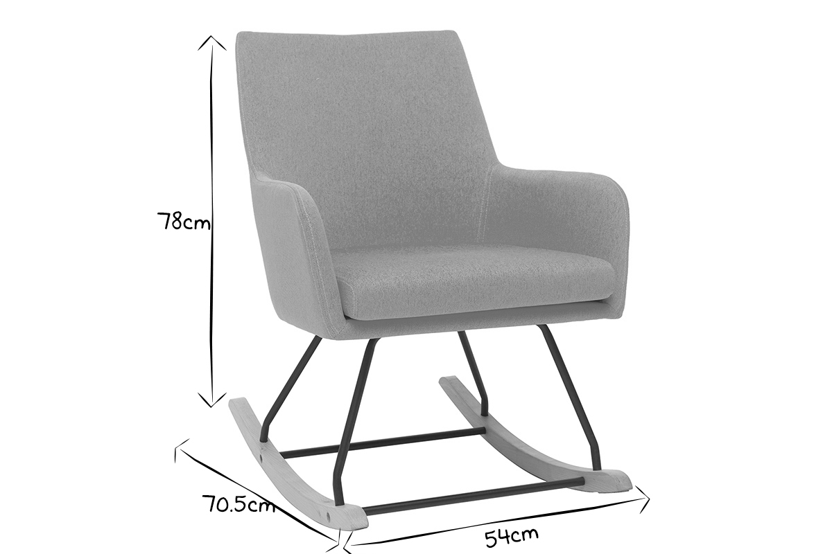 Fauteuil rocking chair design tissu jaune SHANA
