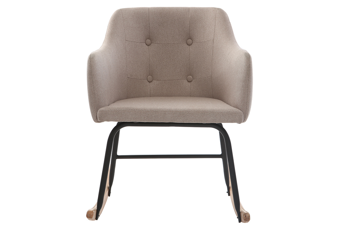 Fauteuil rocking chair design tissu naturel BALTIK