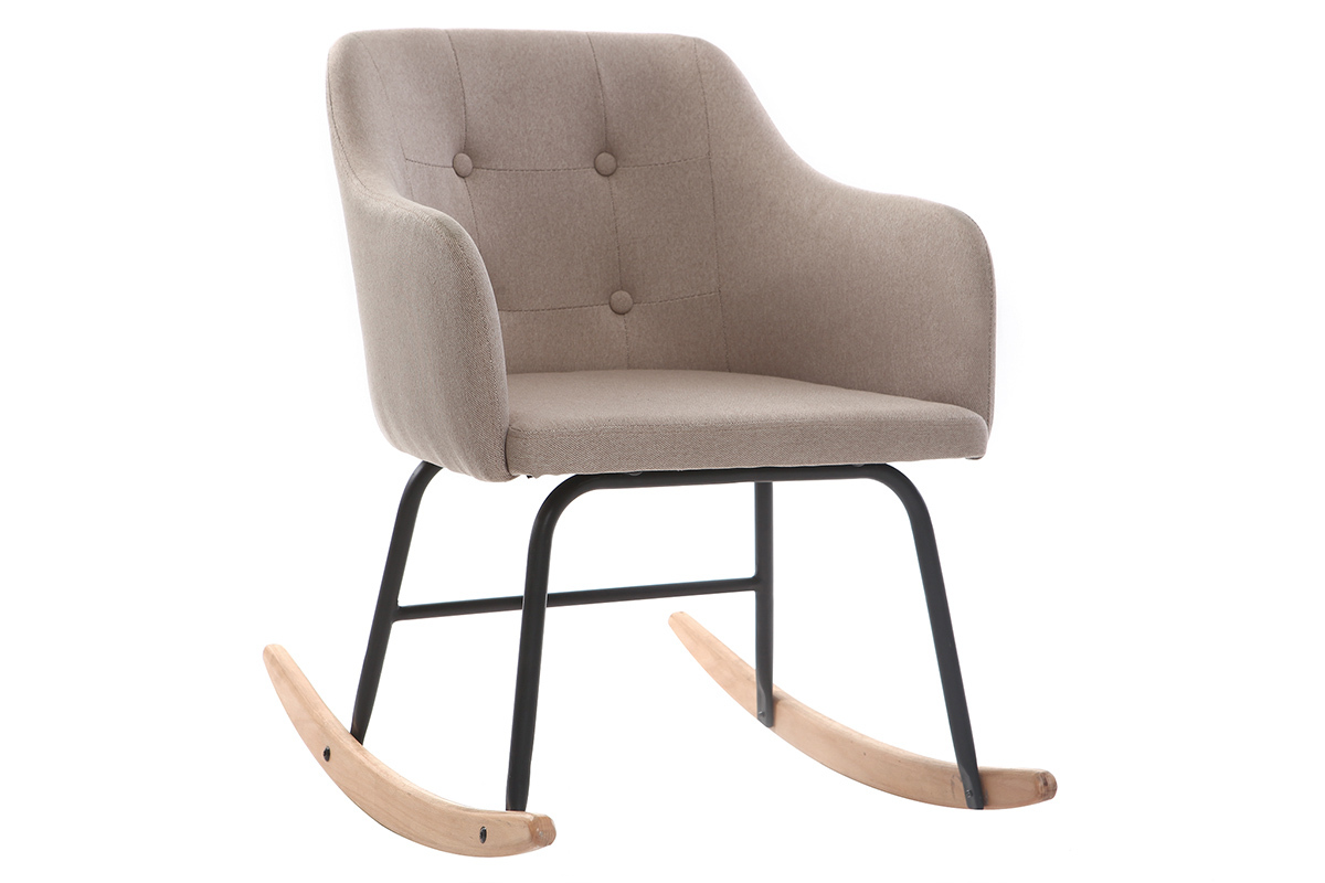 Fauteuil rocking chair design tissu naturel BALTIK