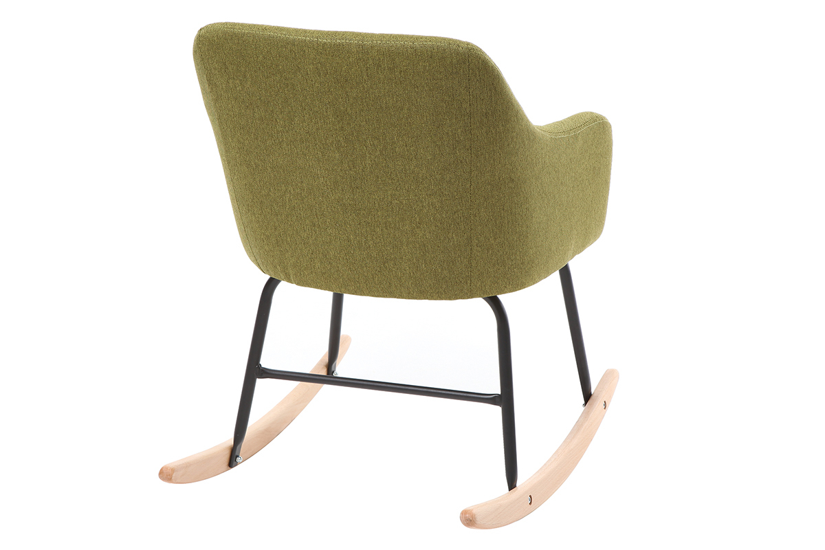 Fauteuil rocking chair design tissu vert BALTIK