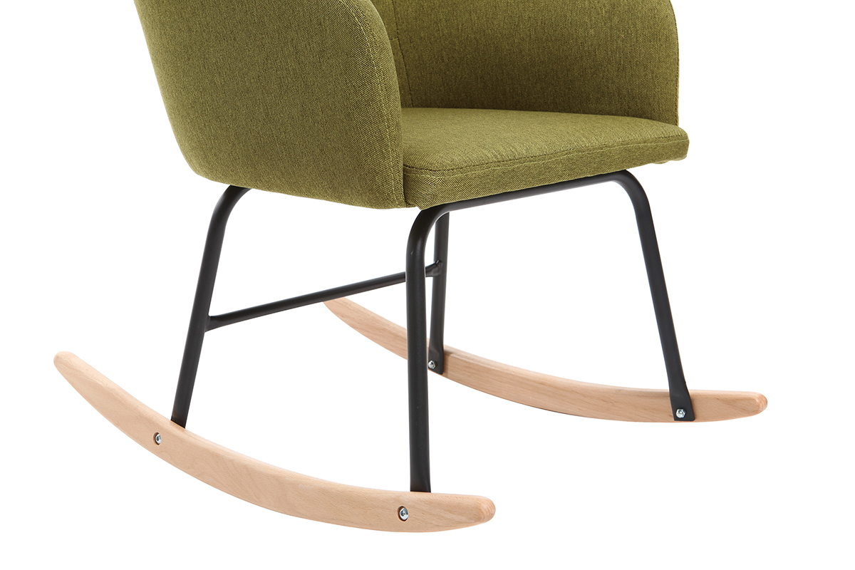 Fauteuil rocking chair design tissu vert BALTIK