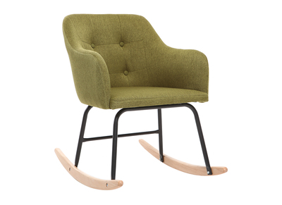 Fauteuil rocking chair design tissu vert BALTIK