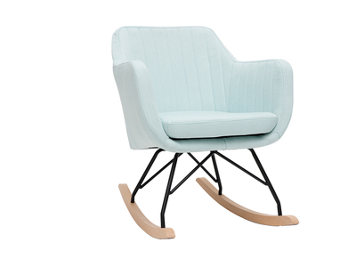 Fauteuil rocking chair scandinave tissu menthe &agrave; l'eau ALEYNA