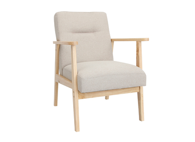 Fauteuil scandinave beige et bois clair ABYSS