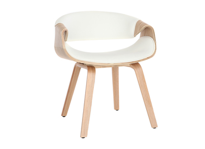 Fauteuil scandinave blanc et bois clair ARAMIS