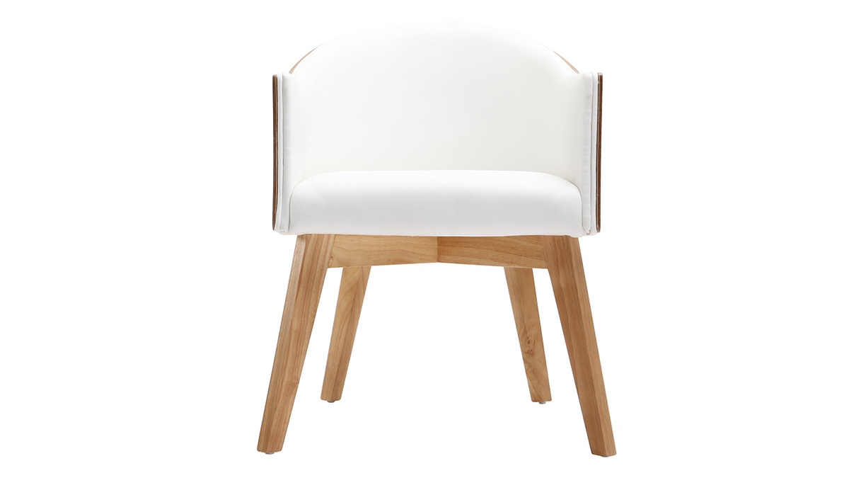 Fauteuil scandinave blanc et bois clair NORDECO