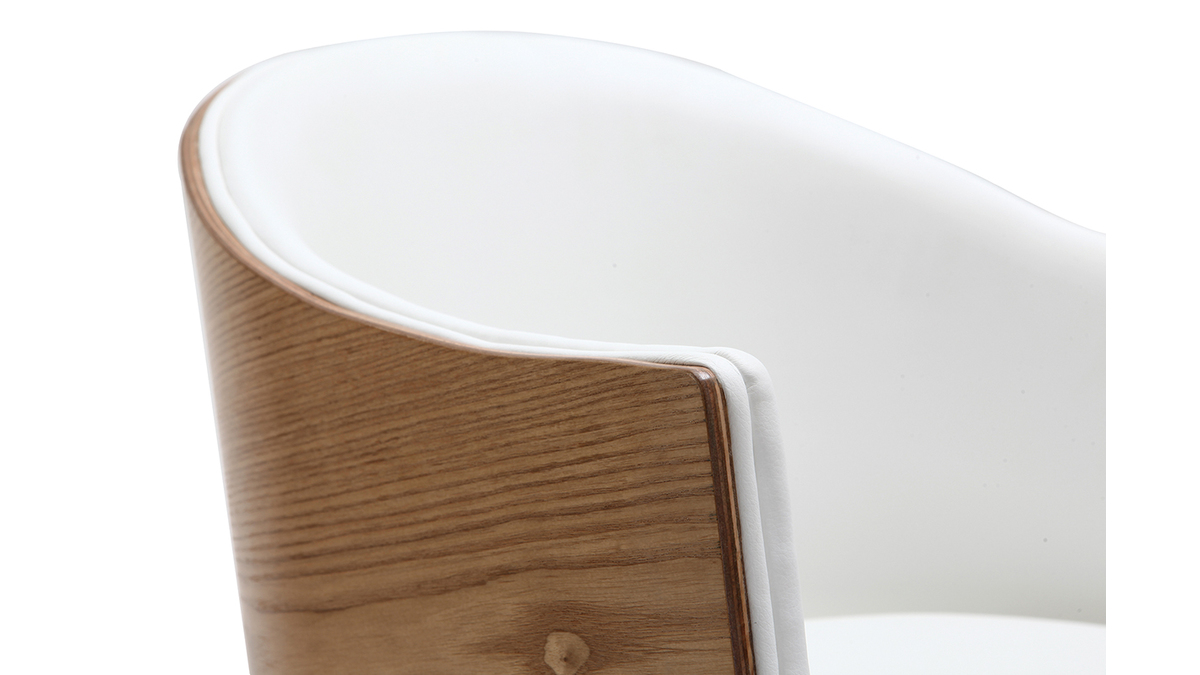 Fauteuil scandinave blanc et bois clair NORDECO