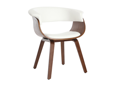 Fauteuil scandinave blanc et bois fonc&eacute; OKTAV