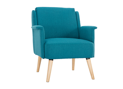 Fauteuil scandinave bleu canard et bois AEOLA